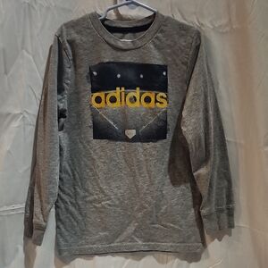 Adidas Gray Long Sleeve Tee with Graphic Print